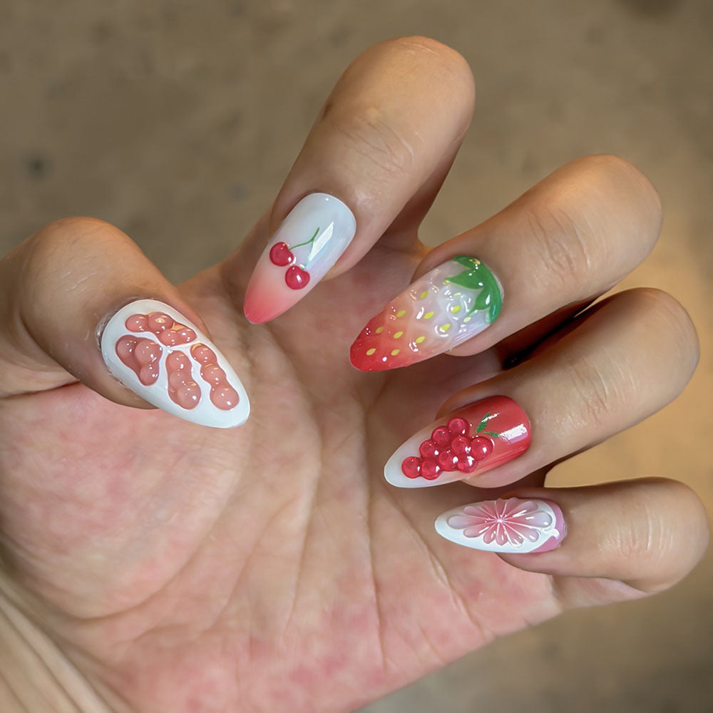 Fruit-Themed Press-On Nail Art Set Bowlift
