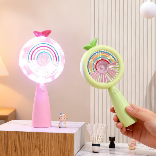 Women Portable USB Hand Fan with LED Lighting Bowlift