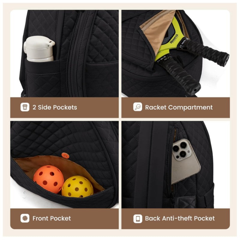 Quilted Tennis Racket Backpack Bowlift