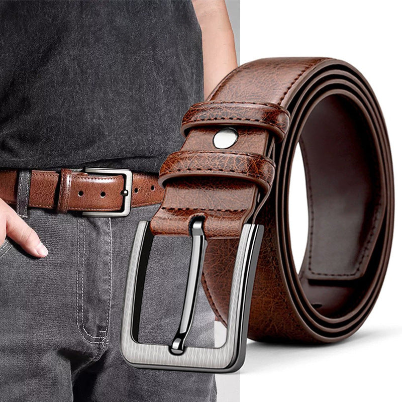 Classic full-grain leather dress belt with brushed metal pin buckle Bowlift