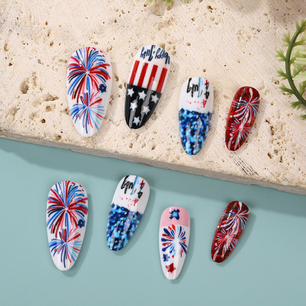 Artificial nails with patriotic designs Bowlift