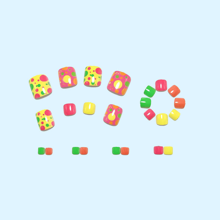 Creative Foot Art Nails with Colorful Dot Design Bowlift