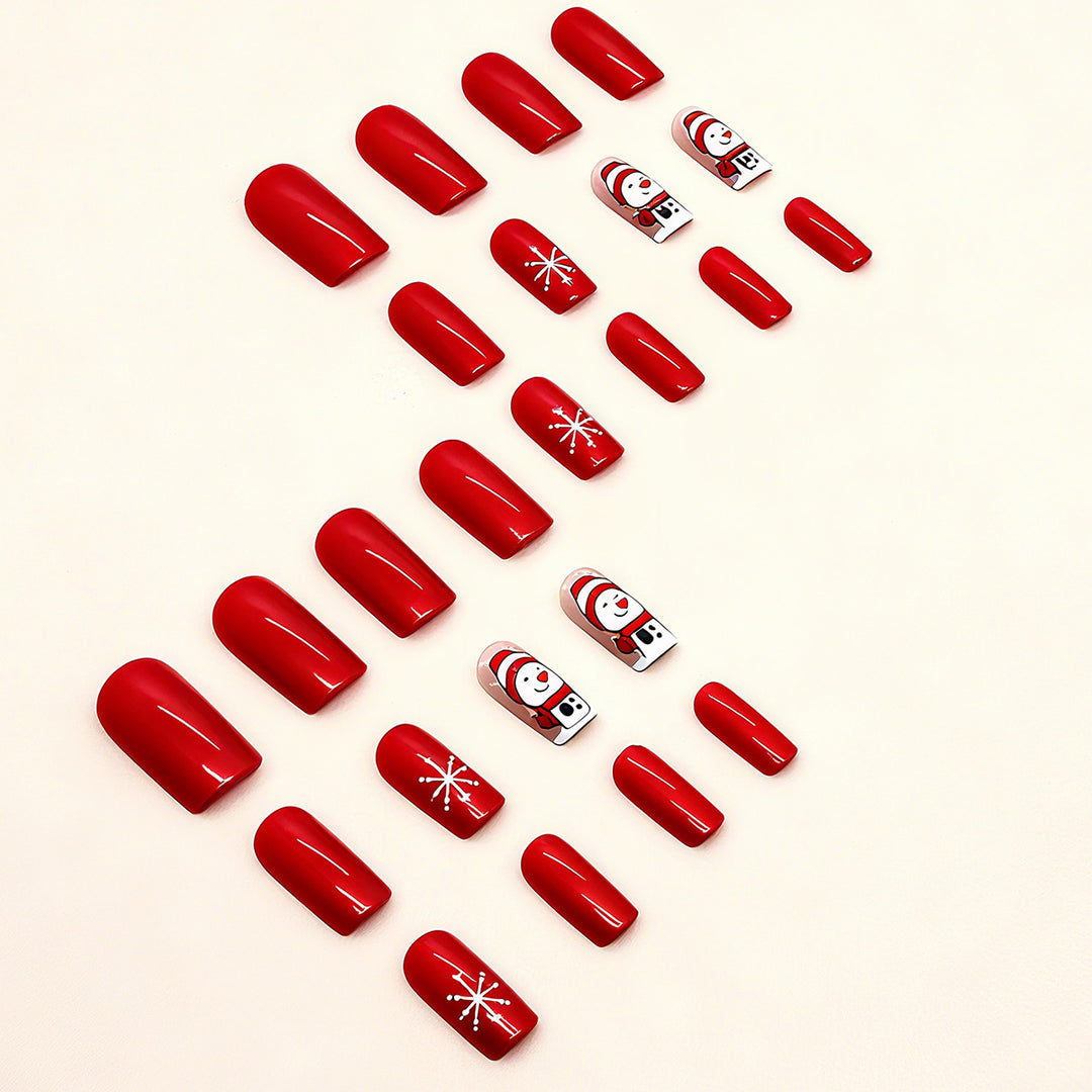 Festive artificial nails with snowman design Bowlift