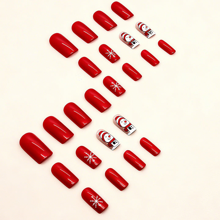 Festive artificial nails with snowman design Bowlift