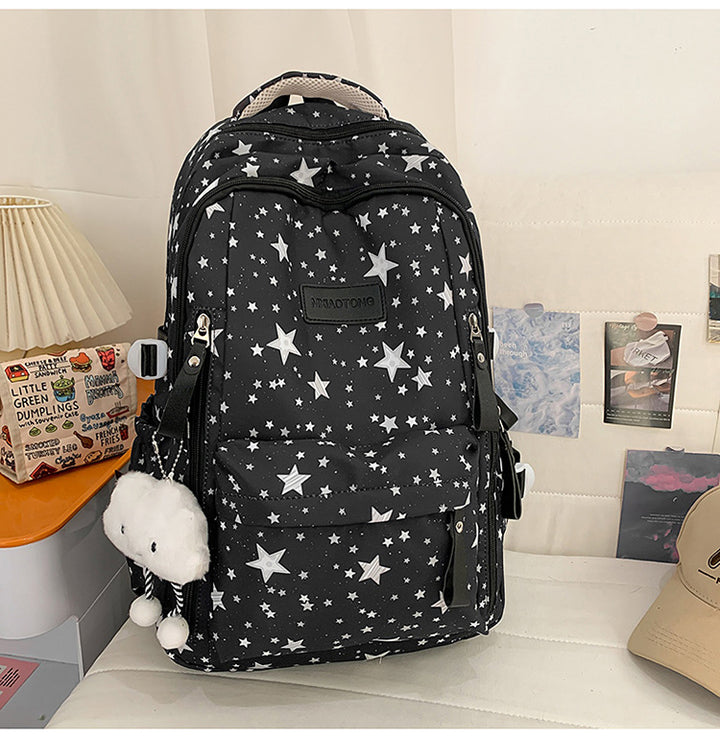 Star-Patterned Comfort School Backpack Bowlift
