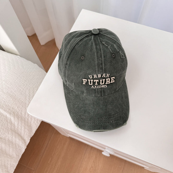 Men's Distressed Cotton Adjustable Baseball Cap Bowlift
