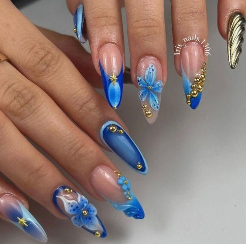 Artistic Floral Nail Art Extensions Bowlift
