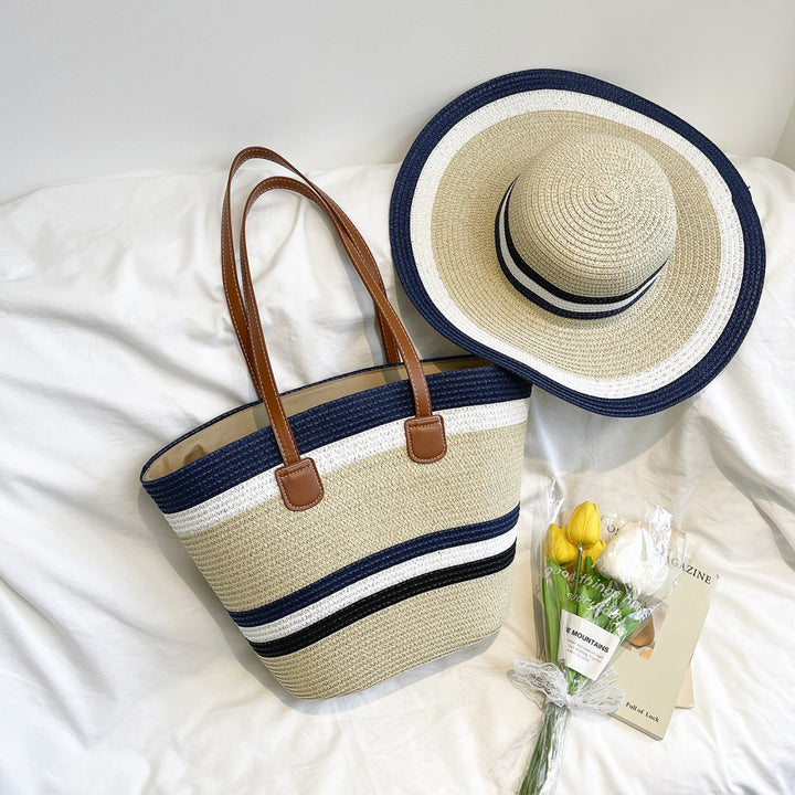 WoColorful Straw Beach Tote Bag Bowlift