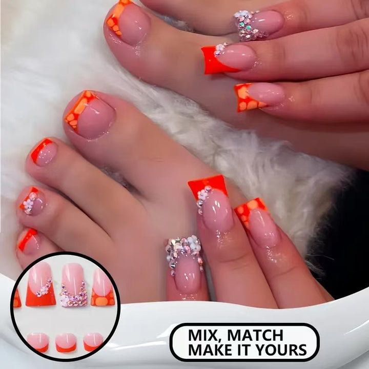 Decorative Press-On Nail Set with Vibrant Shapes and Gems Bowlift