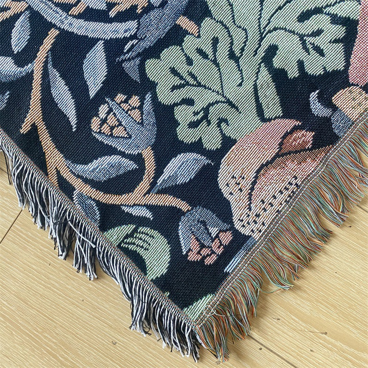 Ornate Floral Tapestry Throw Blanket