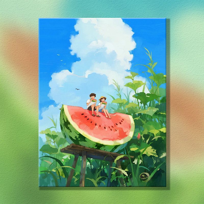 Whimsical Watermelon-Themed Canvas Artwork Bowlift
