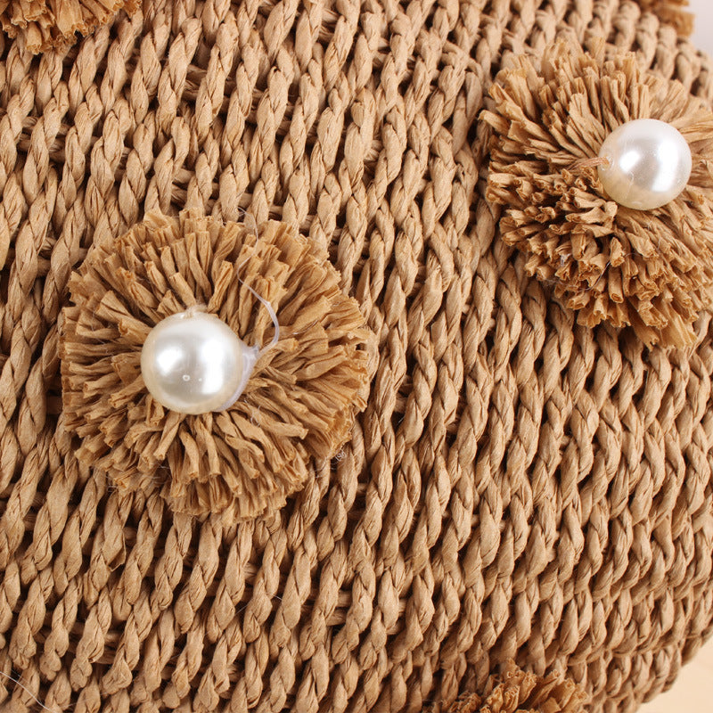 Handbag with Unique Pearl Applications Bowlift