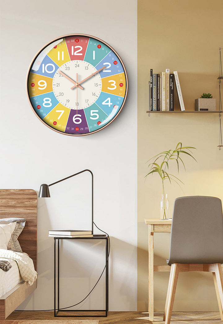 Color Time Silent Kids Clock – Soundless Wall Clock with Educational Design | Bowlift