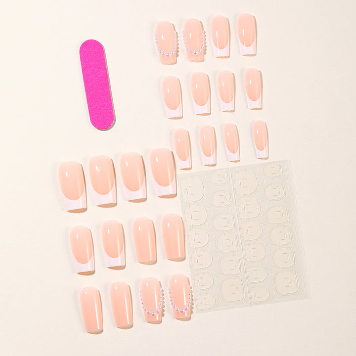 Elegant Pearl-Accent Acrylic Nail Art Set Bowlift