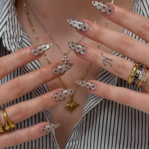 Artistic Polka Dot Press-On Nails Bowlift