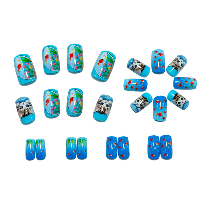Creative artificial nails with playful animal motifs and aquatic designs Bowlift