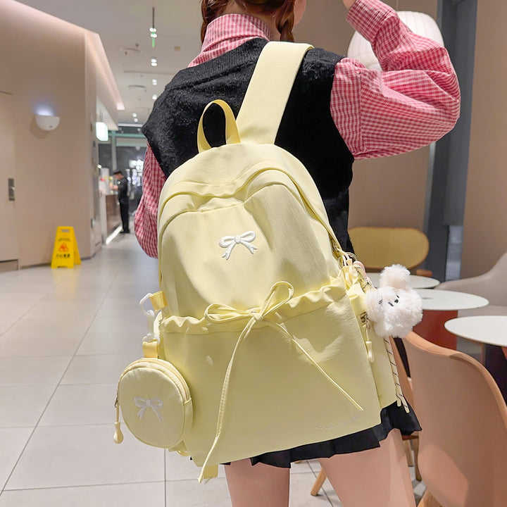 Backpack with Cute Appliqués and Multifunctional Design Bowlift