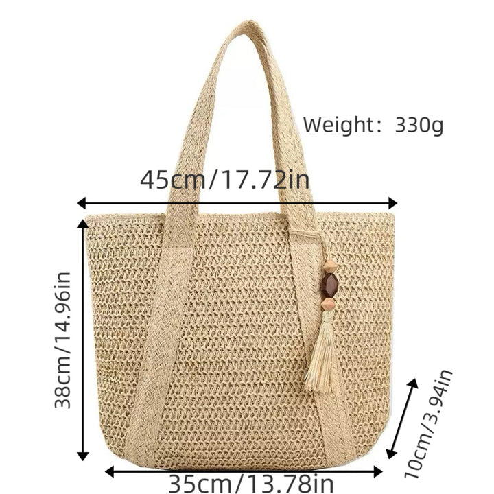 Braided beach bag with fringe detail Bowlift