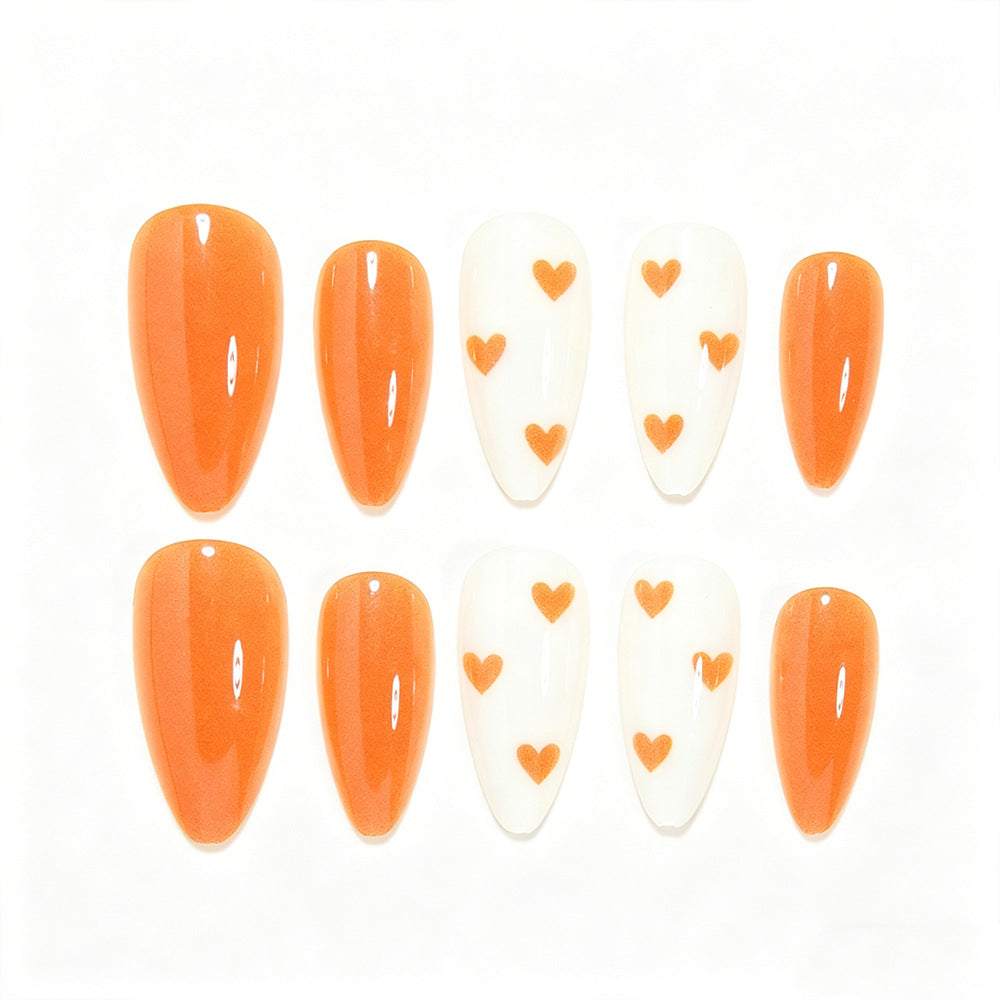 Stylish Heart-Embellished Press-On Nail Art Bowlift