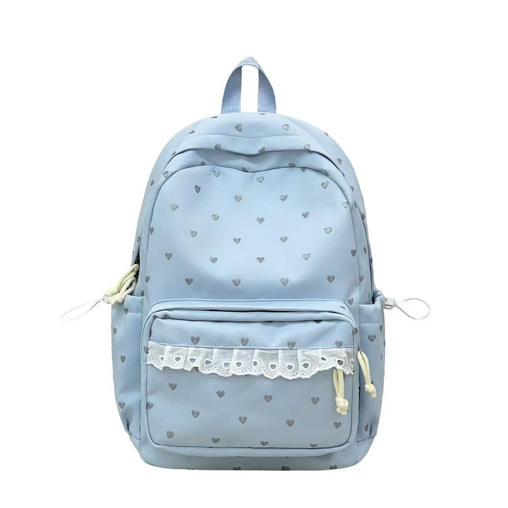 Backpack with Fine Heart Motif and Delicate Lace Appliqué Bowlift