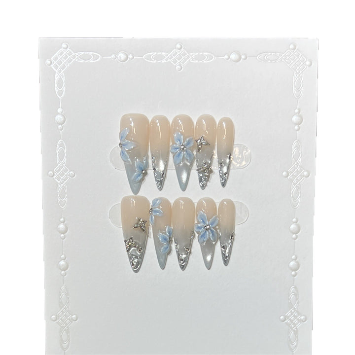 Elegant Stiletto Floral Press-On Nail Set Bowlift