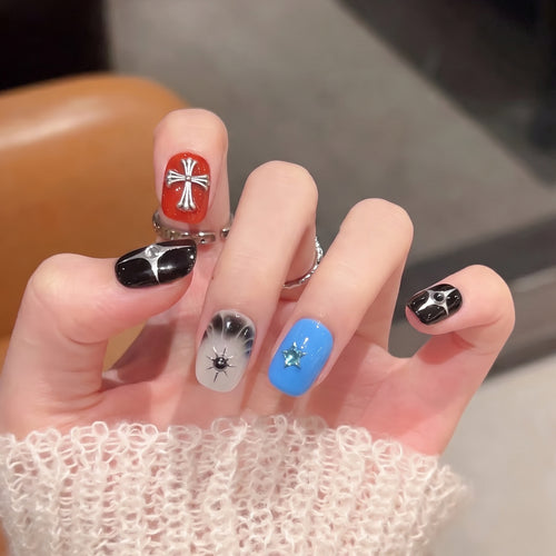 Artisanal Press-On Nail Set with Decorative Details Bowlift