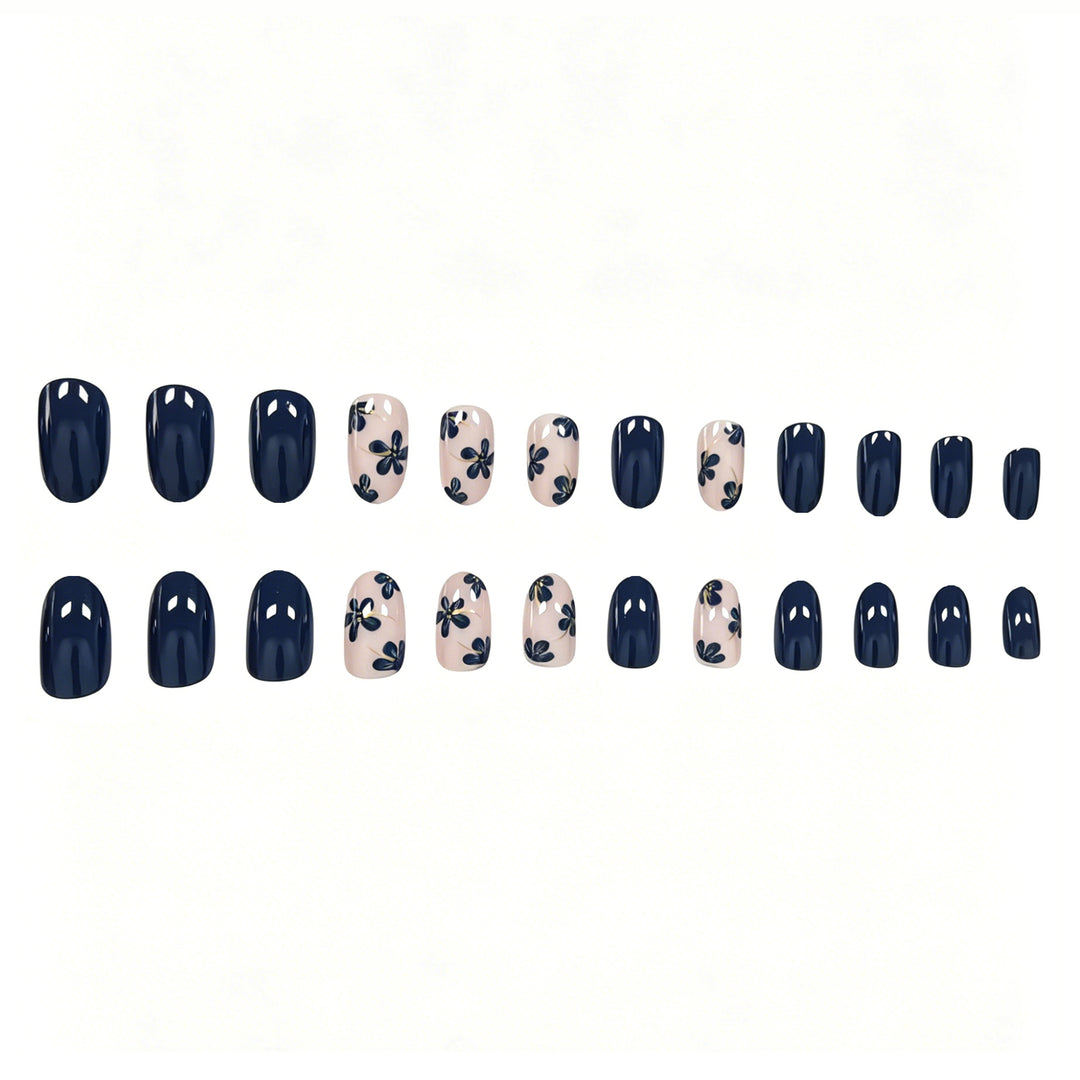 Floral Accented Press-On Nail Art Bowlift