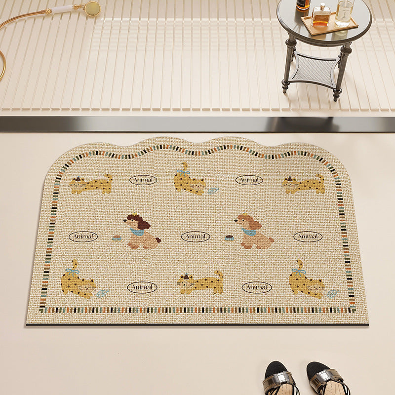 Playful Animal-Themed Kitchen Mat Bowlift