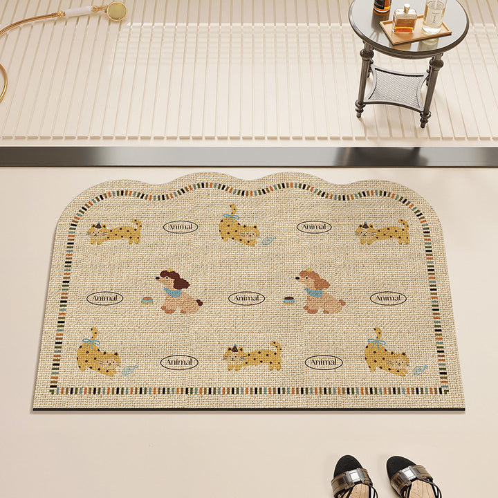 Playful Animal-Themed Kitchen Mat Bowlift