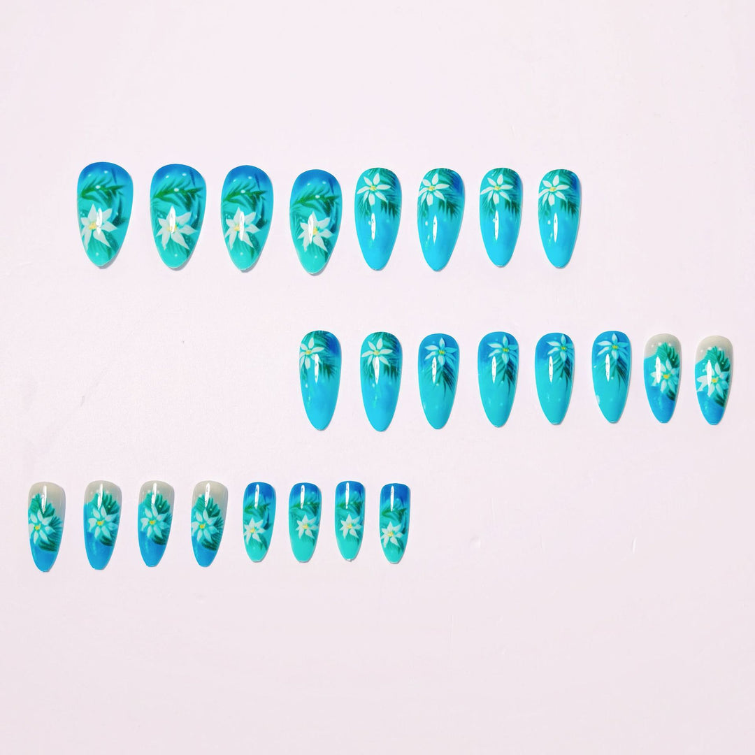 Creative Art Nails with Blooming Flower and Leaf Design Bowlift