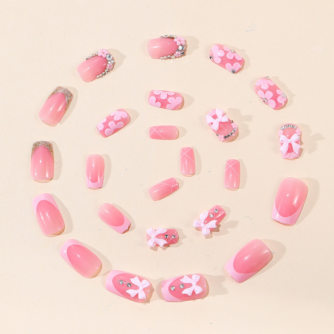 Decorative 3D Floral Acrylic Nail Art Extensions Bowlift