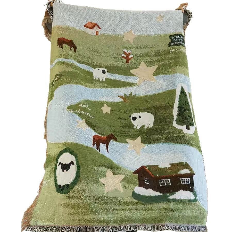 Cozy Country Landscape Throw Blanket