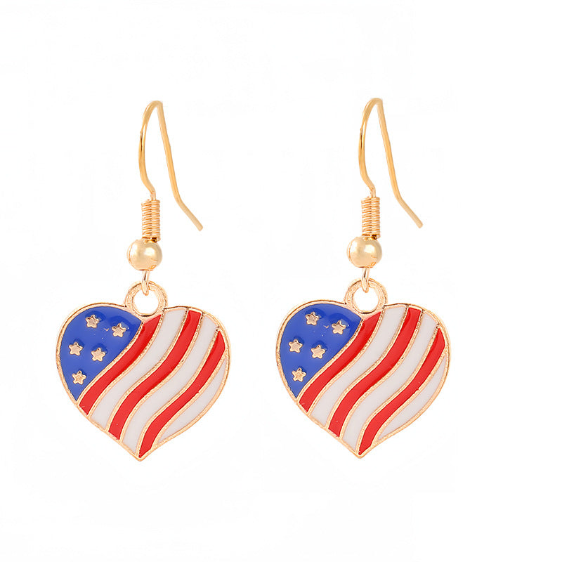Ladies enamel earrings horseshoe with star stripe motif Bowlift