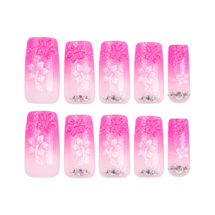 Artistic long nails in floral design Bowlift