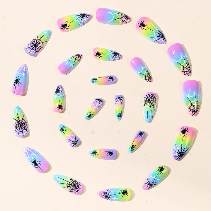 Colorful Spider Web Nail Art Set Bowlift