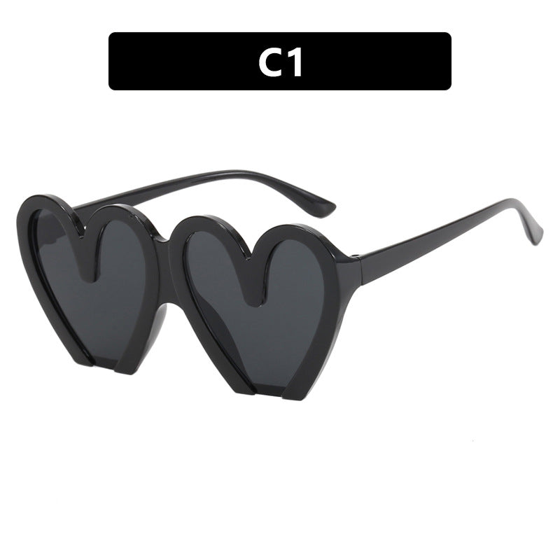 Women's Heart-Shaped Sunglasses with Durable Plastic Frame and UV Protection Bowlift
