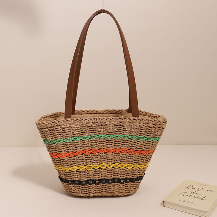 Trendy Straw Bag with Colorful Details Bowlift