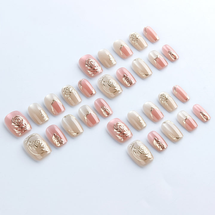 Elegant Floral Press-On Nail Art Set Bowlift