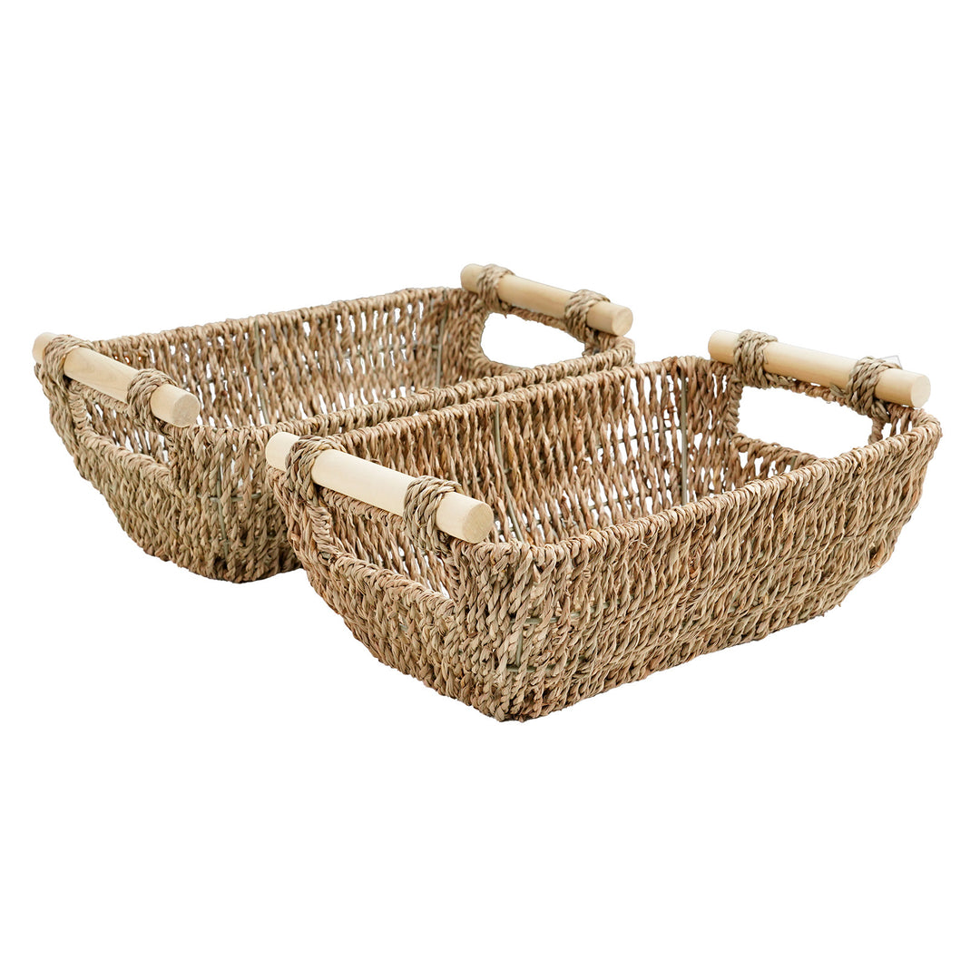 Natural Fiber Storage Basket with Handles Bowlift