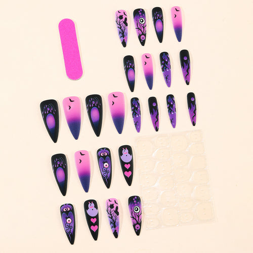 Gothic Halloween-Inspired Stiletto Nail Art Extensions Bowlift