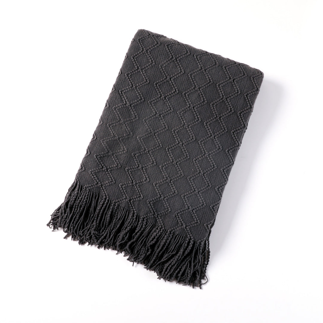 Ladies elegant and cozy knitted blanket with fringes Bowlift