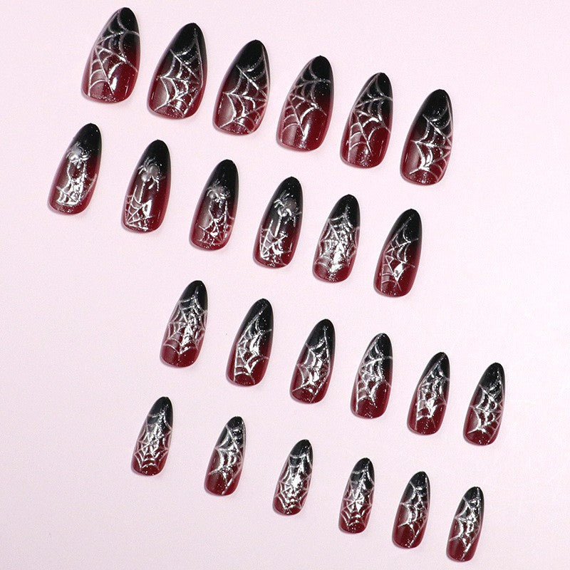 Artistic Spider Web Press-On Nails Bowlift