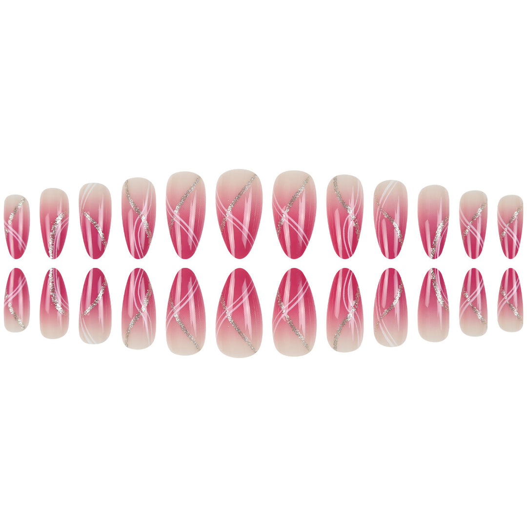 Elegant Stiletto Press-On Nail Art Set with Glitter Accents Bowlift