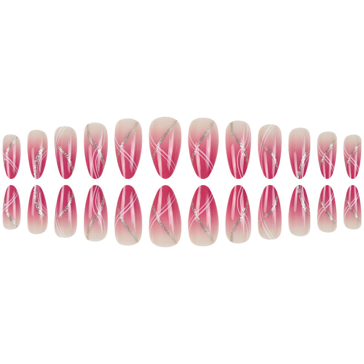 Elegant Stiletto Press-On Nail Art Set with Glitter Accents Bowlift