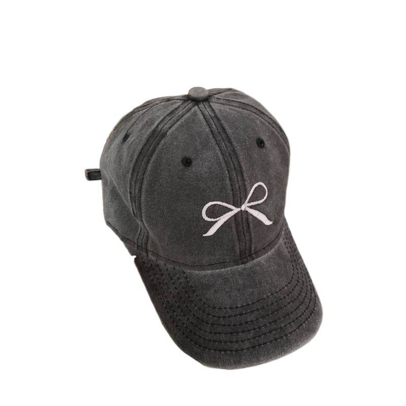 Women's Embroidered Bow Detail Adjustable Baseball Cap Bowlift