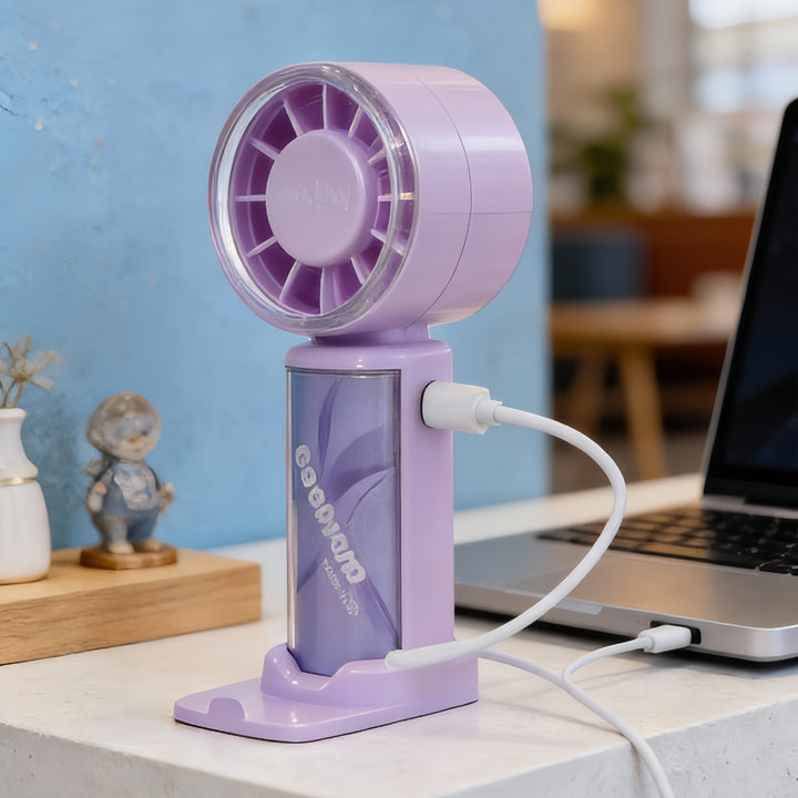 Women's Portable Mini Fan with Digital Speed Display Bowlift