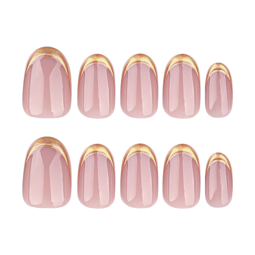 Elegant Gold-Tipped French Nail Art Bowlift