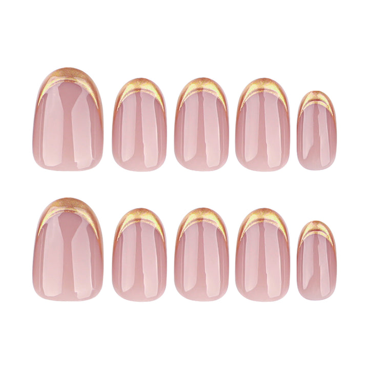 Elegant Gold-Tipped French Nail Art Bowlift