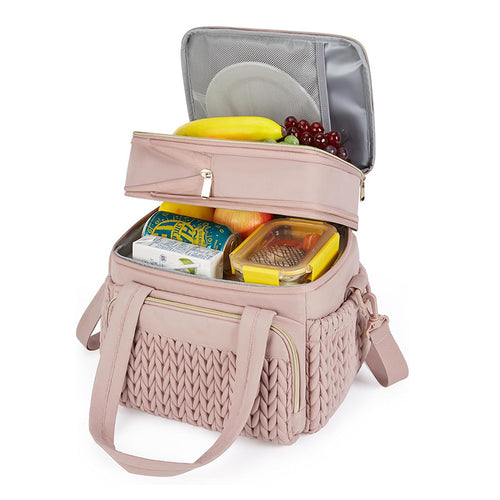 Insulated picnic bag with multi-layered interior compartment and practical carrying system Bowlift