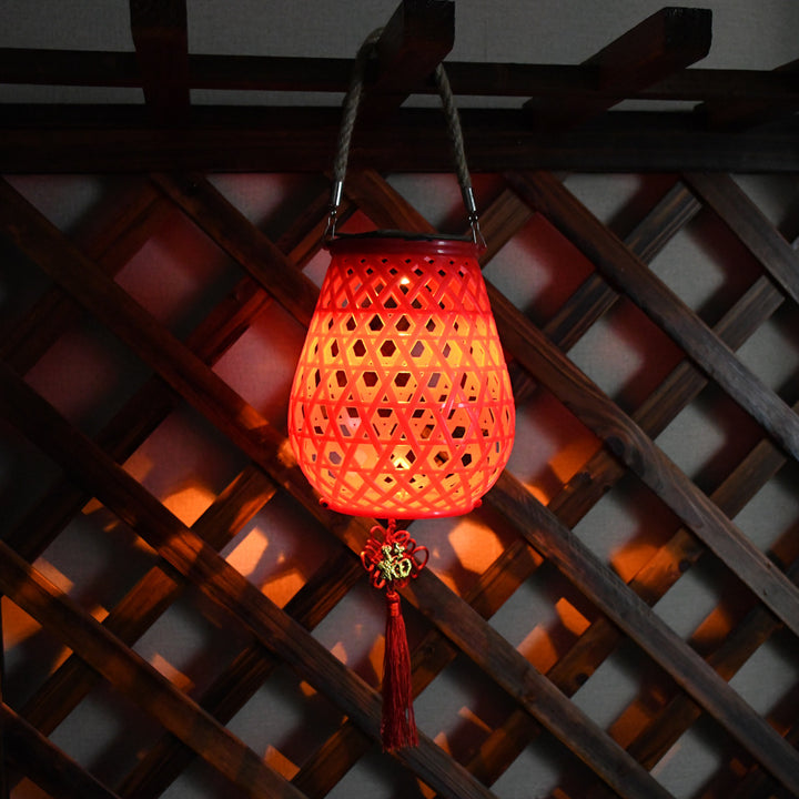 Decorative Woven Lantern With Rope Handle Bowlift
